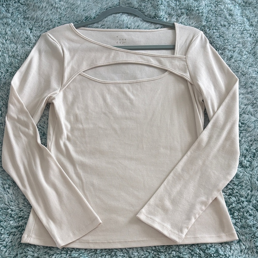 Ribbed Cream Women's Top